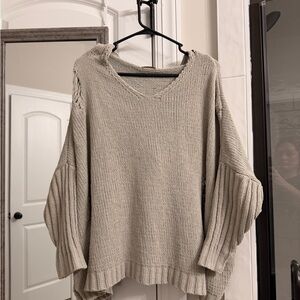 POL Oversized Chunky Knit Sweater | Sage Green | Boho Chic